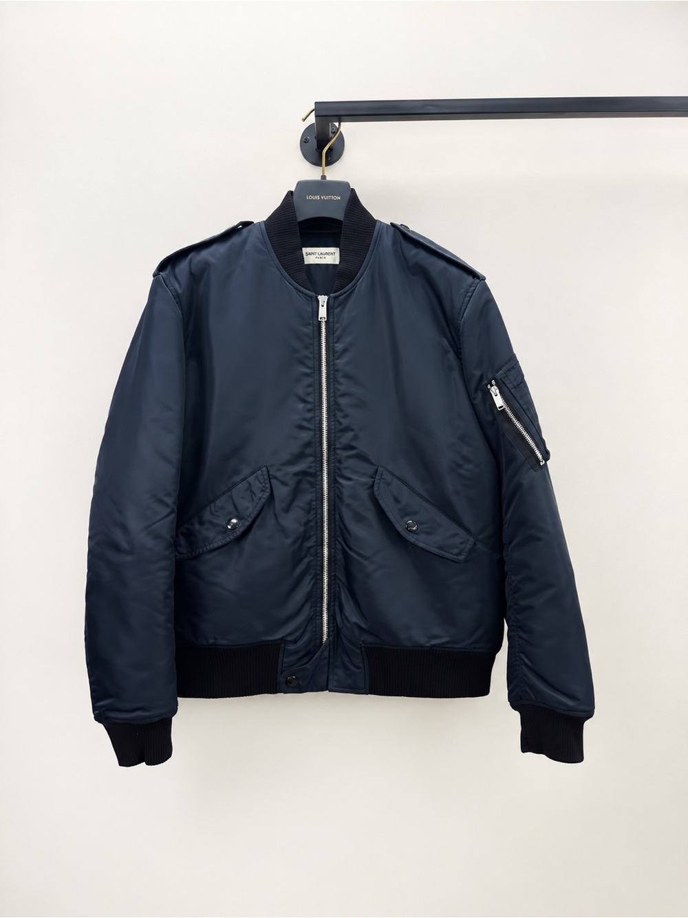 🚩steal Saint Laurent Navy Blue Bomber Jacket